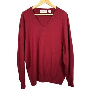 Orvis Lambswool V-Neck Sweater Classic Fit Burgundy‎ Red Size L